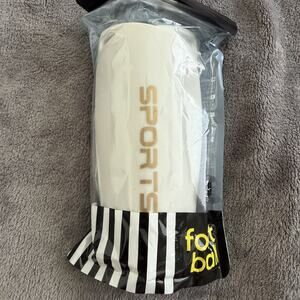 Large White Soccer Shin Guard Adjustable Padded Lightweight EVA Foam Adult